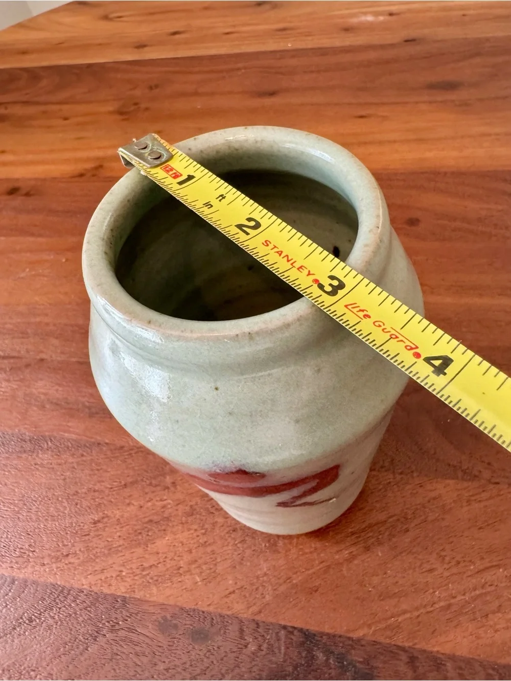 Vtg Studio Pottery Vase Asian Insp Abstract Brushstroke Speckled Glaze Signed